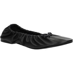 Topshop Claire Leather Ruched Ballet Flats - Black