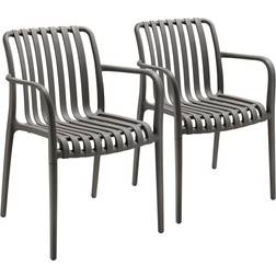 tectake Garden Chairs Alcudia Set of 2 Anthracite Garden Dining Chair