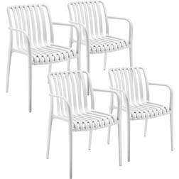tectake Chairs Alcudia Set of 4 White Garden Dining Chair