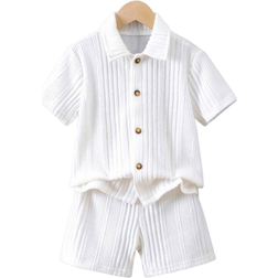 Shein Toddler Boys' Simple Street Style Casual 2pcs/Set Outfit For Summer