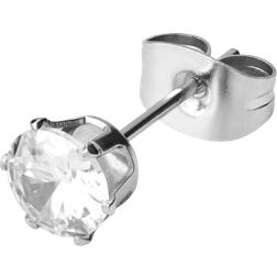 Lucléon 6MM Rund Sølvfarvet Zirkon Ørering