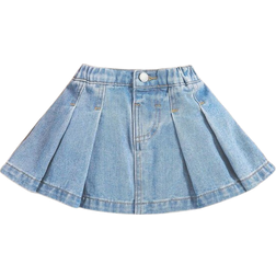 Shein Baby Girl Casual Pleated Short Denim Skirt With College Style
