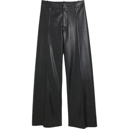 River Island Faux Leather Wide Leg Trouser - Black