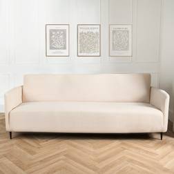 OHS Boucle 2 Seater Couch Chair Protector, Cream - One Size Loose Sofa Cover Beige (185x145cm)
