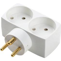 Elworks dobbeltstik 2 runde udtag med jord hvid (På lager i butik)
