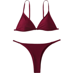 Shein Womens Solid Color Sexy Bikini Set For Summer Beach TwoPiece Swimsuit