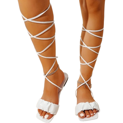 Shein Women Ruched Strap Tie Leg Design Strappy Sandals