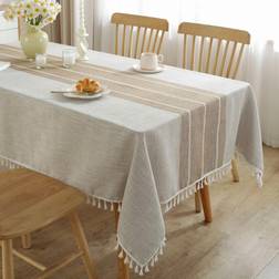 Jiale Cotton Linen Kitchen Tablecloth Brown (177.8x139.7cm)