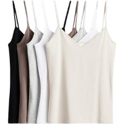 H&M Strappy Tops 5-pack - White/Light Beige/Black