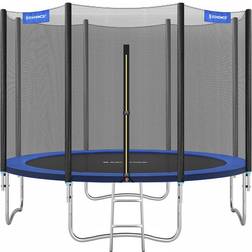 Songmics Trampolin mit Sicherheitsnetz gepolsterten Stangen, Blau 366 cm Blau, 366 cm