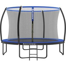 Songmics rundes Gartentrampolin mit Sicherheitsnetz, Schwarz Blau Ø 366 cm Schwarz Blau, Ø 366 cm