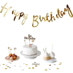 Shein set Birthday Party Pull Flag Gold Paper Banner For Birthday Party