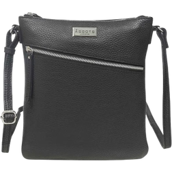 Assots London Pebble Grain Soft Real Leather Crossbody Bag - Black