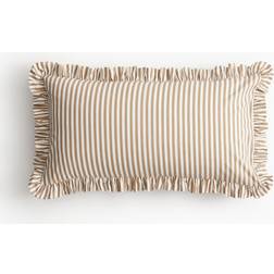 H&M I Bomuld Med Flæser 50x90 Hovedpudebetræk Beige (90x50cm)