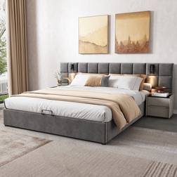 Brayden Studio Double Upholstered Platform Bed Frame With Wide Headboard