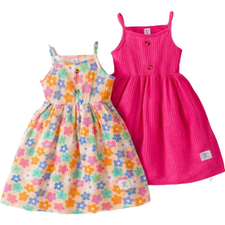Shein pcs Young Girl Country Style Buttoned Patch Applique Digital Print Floral Suspenders Dress Set Including Red Suspenders Dress