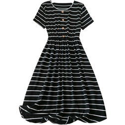 Shein Gestreiftes Kleid in Große Größen mit Rundhalsausschnitt