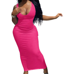 Shein Plus Summer Solid Color Sleeveless Bodycon Dress
