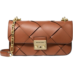 Michael Kors Tribeca Small Woven Leather Shoulder Bag - Brown