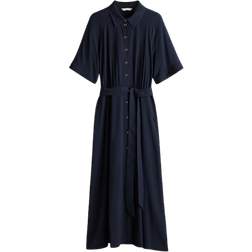 H&M Tie-Belt Shirt Dress - Navy Blue