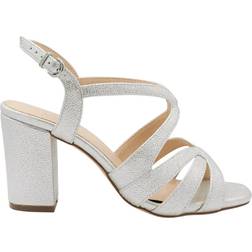 Paradox London Natalia Wide Fit Heeled Glitter Sandal - Nude