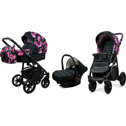 BabyLux Color Lux 3in1 Kinderwagen Bambimo Bouquets Peony On Black