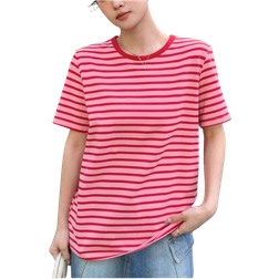 Shein Contrasting Striped Short Sleeve TShirt Summer