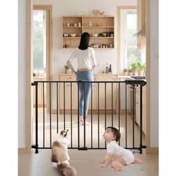 VEVOR Baby Gate 29.5-43 Inches Adjustable Width 28 Inches High Dog Gate Black
