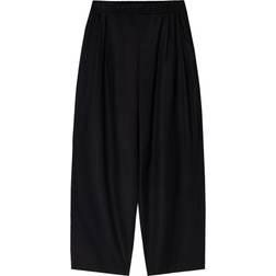 Bershka Wide Leg Linen Trousers - Black