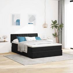 vidaXL Ottoman Sängram Med Madrass Svart 140x200 cm Sammet Sängpaket
