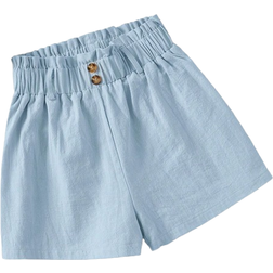 Shein Girls Paperbag Waist Button Detail Shorts