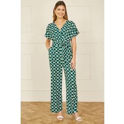 Yumi Geometric Wide Leg Jumpsuit - Green