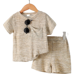 Shein Young Boy Marled Knit Tee Shorts