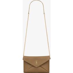 Saint Laurent Cassandre Chain Pouch in Lambskin - Dark Cork