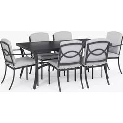 John Lewis Marlow Aluminium 6-Seater Rectangular Garden Table & Chairs Patio Dining Set