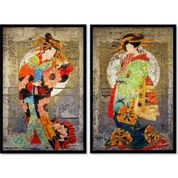 John Lewis Geisha Entertainer Print & Mount Set of 2 62 x 42 cm Framed Art