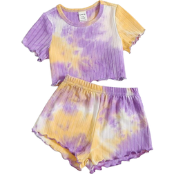 Shein Baby Tie Dye Rib Knit Tee & Shorts