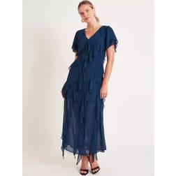 Monsoon Renata Ruffle Maxi Dress - Navy