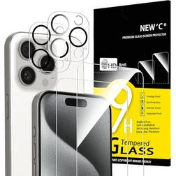 New'C 4 Pack 2 Pack for iPhone 15 Pro Screen Protector