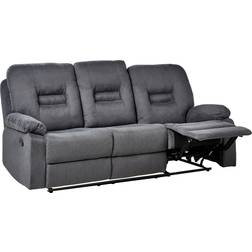 Beliani Modern Fabric Recliner Manual Reclining Padded 3 Seater Grey Bergen II Sofa