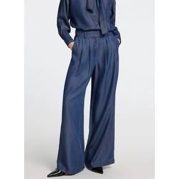 Selected Femme Janna High Waist Pleated Trousers - Dark Blue
