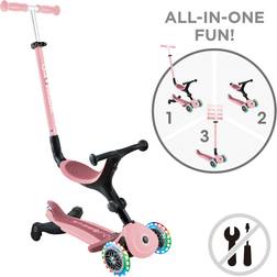 Globber Go-Up Active Lights 360° Trehjulet Løbehjul Pastelpink