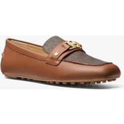 Michael Kors MK Mandy Leather Signature Logo Moccasin Loafer - Brown