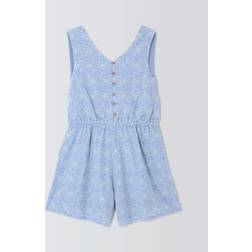 John Lewis Kids' Broderie Anglaise Playsuit - Blue