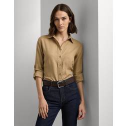 Lauren Ralph Lauren Relaxed Fit Linen Roll Tab Sleeve Shirt - Beige