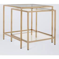 John Lewis Langham Nest of 2 Glass Tables Brass Nesting Table