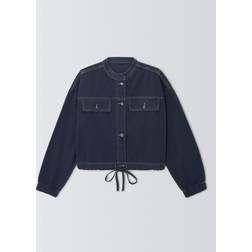 John Lewis Cotton Twill Blouson Sleeve Jacket - Navy