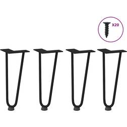 vidaXL Hairpin Legs 4 pcs Black 30 cm Solid Steel Table Leg