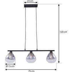 Lindby Pendura Gris Humo 75 cm Lámpara Colgante