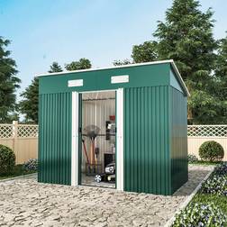 Living and Home 8 x 4 FT Galvanized Material Garden Shed Dark Green (Building Area )